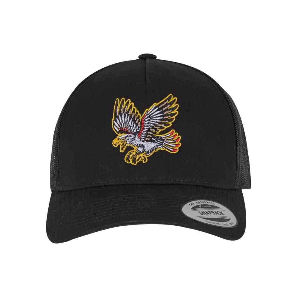Mister Tee - Bravery Eagle Trucker Cap 5Panel Retro Trucker Snapback Cap - Black